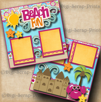 BEACH vacation 2 pre-made scrapbook pages layout paper piecing ...