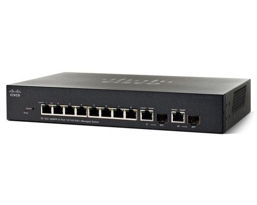 NOWOŚĆ Cisco SF302-08MPP 10/100 8 portów Max Power PoE+ Warstwa 3 - Przełącznik zarządzalny - Zdjęcie 1 z 1