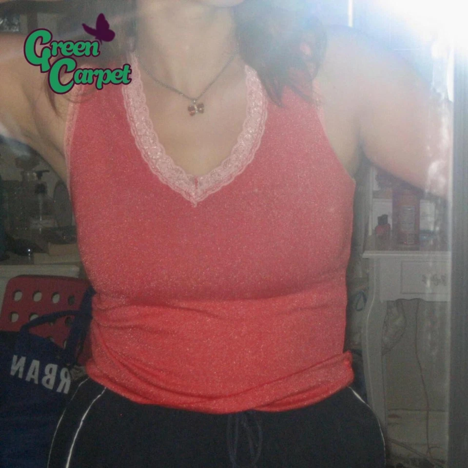 pink lace tanktop 90s 80s vintage size small made in usa - Image 3 of 4