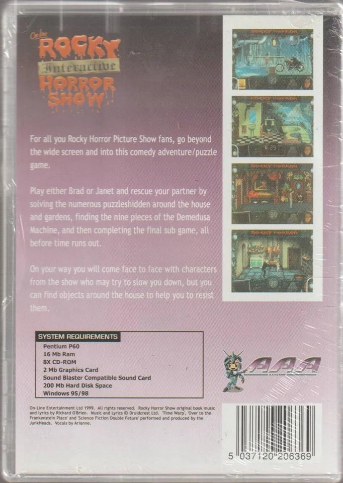 VINTAGE PC Game Rocky Interactive Horror Show AAA Games 1999 - NEW & UNOPENED - Image 2 of 2