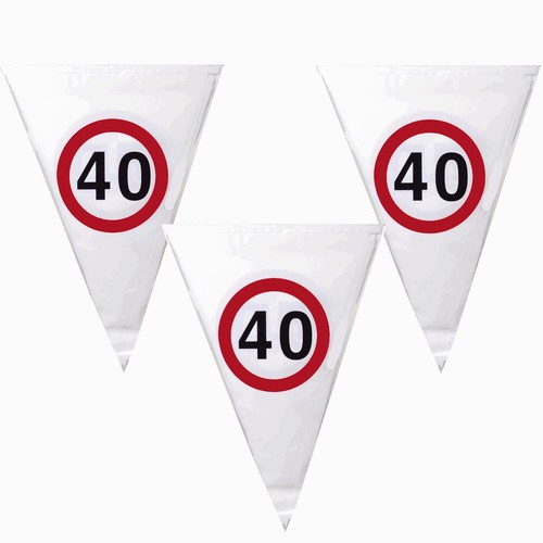 Luftschlangen & 4 Meter Wimpelgirlande 21x 9cm Verkehrsschild 40 Geburtstag SET - Bild 3 von 3