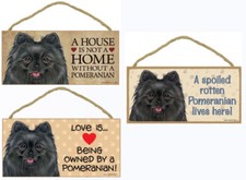 Pomeranian Black Dog Sign Plaque 10"x5" House Home Spoiled Love