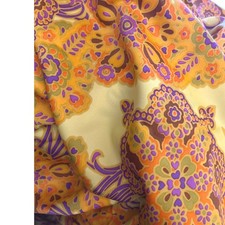 Vintage Psychedelic Paisley Fabric Retro Bohemian Purple Orange Groovy 70s