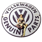 Vintage Volkswagen Sign - Porcelain Dealership Sales VW Automobile Gas Pump Sign
