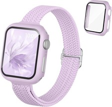 Slim Braided Band With Screen Case for Apple Watch Series 38 40 41mm Lavender
