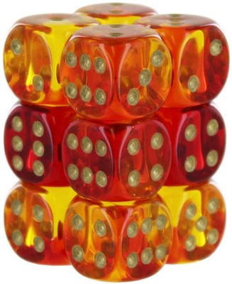 d6 Dice Cube 16mm Gemini Translucent RDYEgd - Chessex (Pack of 12)