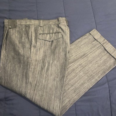 Blu Martini Pants Men 38 Charcoal Gray Pleated Cuffed Relaxed Fit Denim Trouser