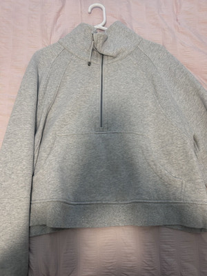 Lululemon Scuba Women s Gray 1/2 Zip Fleece Sweatshirt Relaxed Fit XL/XXL