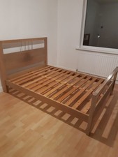 Double Bed Frame with Headboard - Sturdy Wooden Double Bed Frame