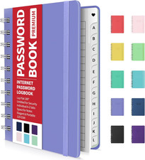 Password Book with Individual Alphabetical Tabs, 4"x5.5" Small Password Notebook