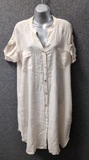 Sunflower Cream Linen Shirt Dress UK M LN061 JJ 02