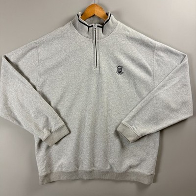 CHAPS Ralph Lauren M's XL Vintage Quarter Zip Mock Neck Fleece Sweatshirt Gray