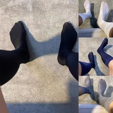 Breathable Mens Sheer Mesh Oil Socks Stretchy See Through Stockings Black