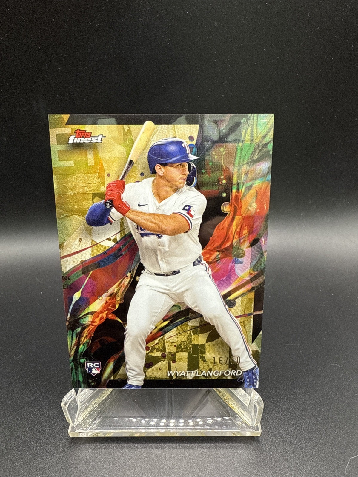 Wyatt Langford 2024 Topps Finest #97 Gold Refactor Rookie (RC) /50