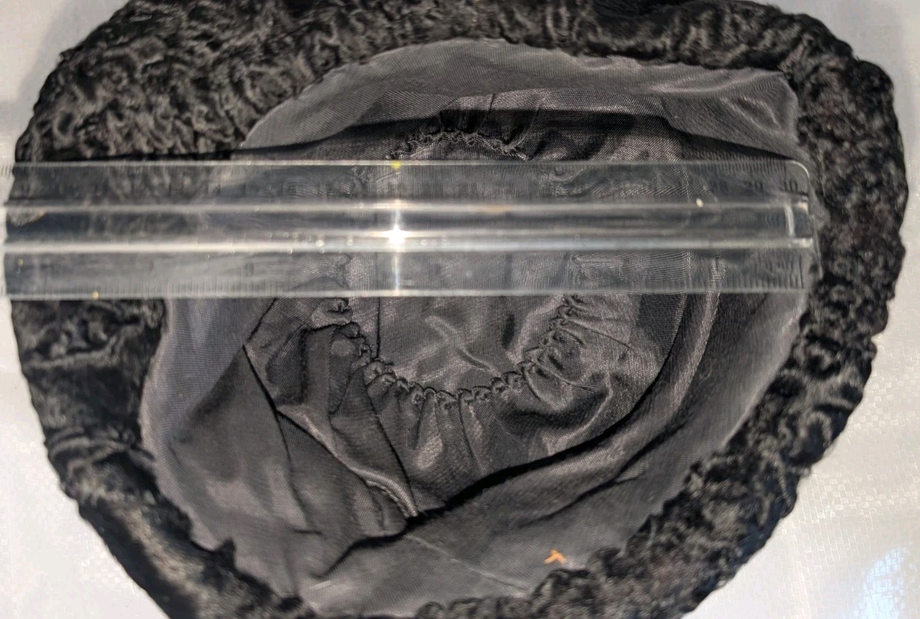 Vintage Black Karakul Astrakhan Fur Hat – Traditional Round Style, Lined Interio