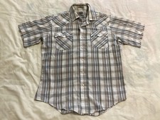 Vtg 80s LEVI'S Men's Plaid Western Shirt Pearl Snap S/S Size Large