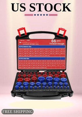 NEW 66pcs Nut Bolt Thread Checker 33 Inch Metric Thread Gauge Box Set