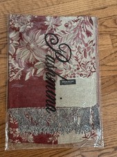 100 Pashmina Scarf Burgundy Silver Floral Shimmer Metallic Thread Fringe New
