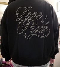 Victoria's Secret VS PINK Bling Rhinestone Diamante Hoodie Stars Black XS S M L