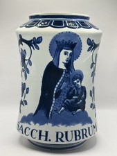 VINTAGE ROYAL DELFT Holland Apothecary Jar Sacch.Rubrum Madonna&Child (NO LID) 