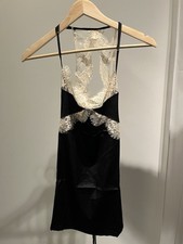 Black Satin Lace Back Slip Nightdress