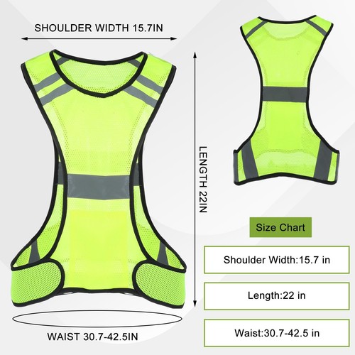 Reflective Running Vest Large Pocket High Visibility Walking Gear Night - Picture 16 of 24