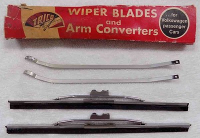 TRICO VW-102 WIPER BLADES & ARM CONVERTERS * 1959 - 1967 Bug Beetle * FREE SHIP