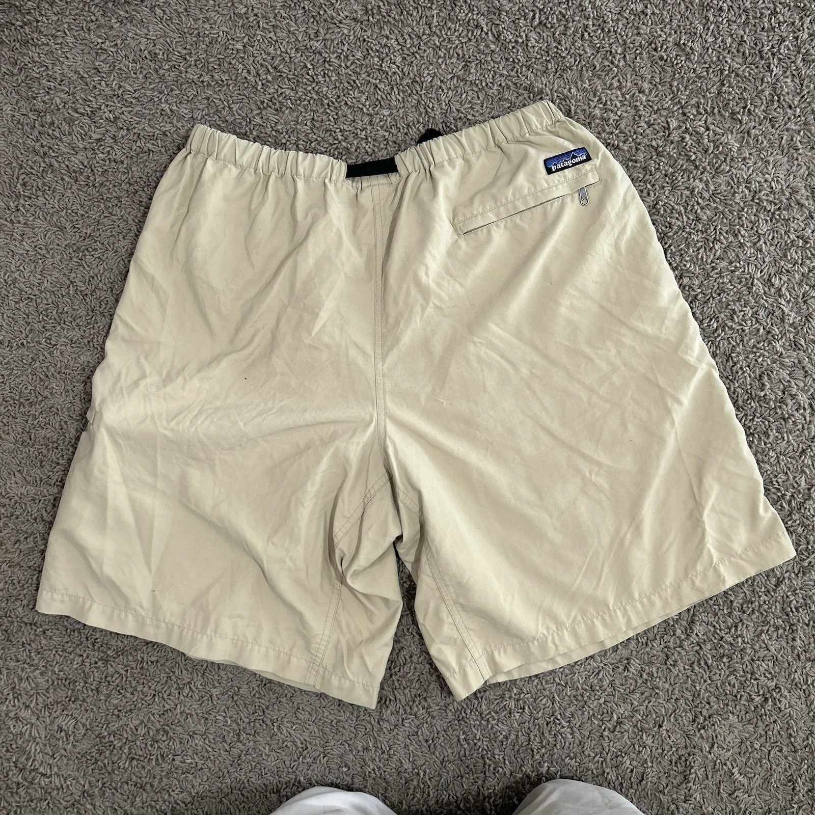 Patagonia Men's Hiking XL Shorts Nylon Beige/Yellow Khaki Belted Cargo Baggy