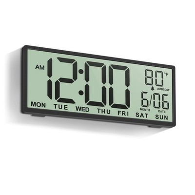 JALL 14.5'' Large Digital Wall Clock Battery Operated with Big 14.5'', Black