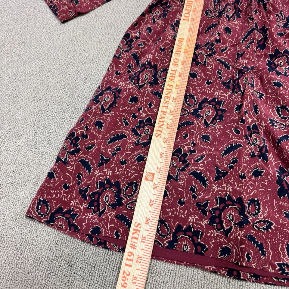 Madewell Dress Women’s Red Floral Long Sleeve Silk Size XS - Image 4 of 4