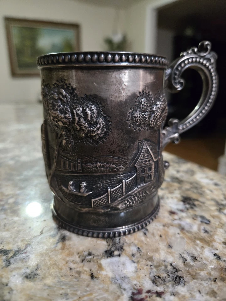 COPO DE CANECA DE PRATA MOEDA ANTIGA MUITO FINA (MOEDA PURA PRATA) - Imagem 2 de 4