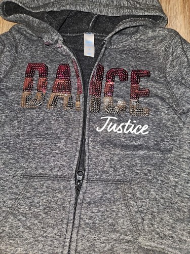 Justice Girls Hoodie Size 6 Long Sleeve Active Gray Full Zip. Dance Sequins - Picture 4 of 5