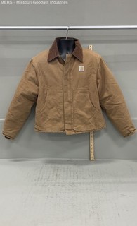 Vintage 90s Carhartt Duck Detroit Quilted Lined Jacket Tan USA XL