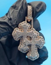 4Ct Round Cut Passes Tester Moissanite Double Cross Pendant 925 Sterling Silver