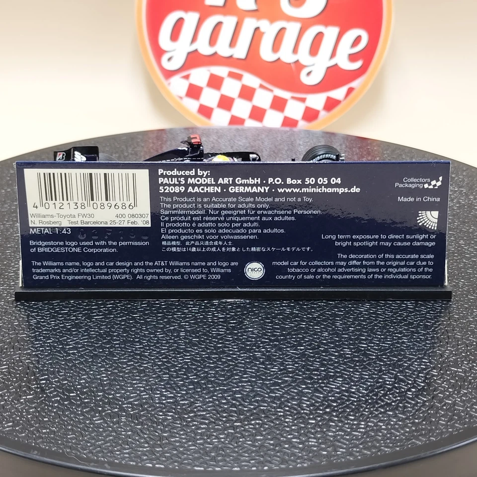 MINICHAMPS 1/43 Williams-Toyota FW30 Nico Rosberg Test Barcelona 25-27 400080307 - Image 4 of 4