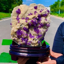 5.18LB Natural purple cubic white fluorite based mineral crystal sample/China