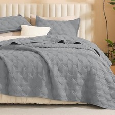 Size Quilt Bedding Set Summer Lightweight Soft Comforter King Medium Grey