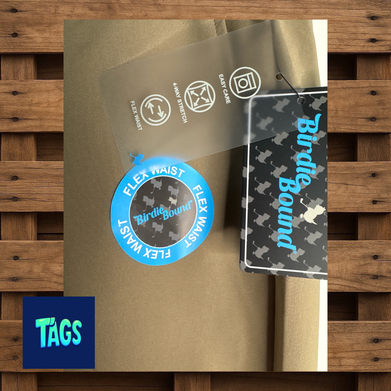 Birdie Bound Gotcha Man Golf Pant Light Khaki 34X30  Stretch, Flex Waist New