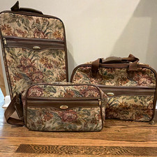 Jaguar Floral Tapestry 3pc Luggage Set Wheeled Retractable Handle Lockable