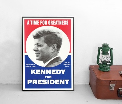 Poster John F Kennedy Präsident USA Wahlkampf Democratic Party JFK Plakat