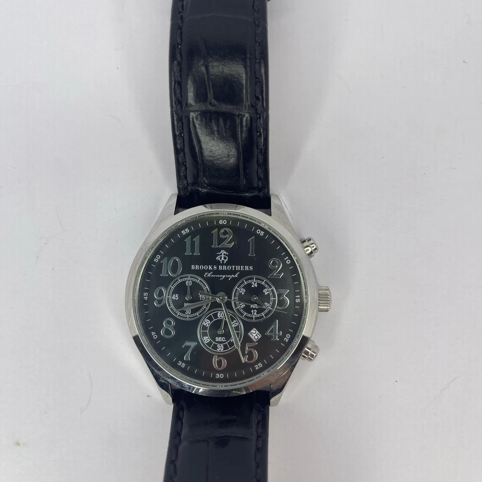 Brooks Brothers Cuarzo Inoxidable 5ATM Resistente al Agua Esfera Negra Japón Mvmt Foto 3 de 4