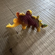 Stegosaurus Dinosaur Toy Figure Yellow Red Plastic Kids Play Collectible