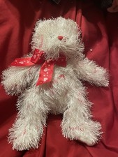 Ty Punkies White Bear Plush with Red Heart Ribbon Retired 2002