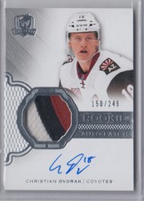 2016-17 UD The Cup Rookie Autograph Patch Christian Dvorak RC Auto 150/249
