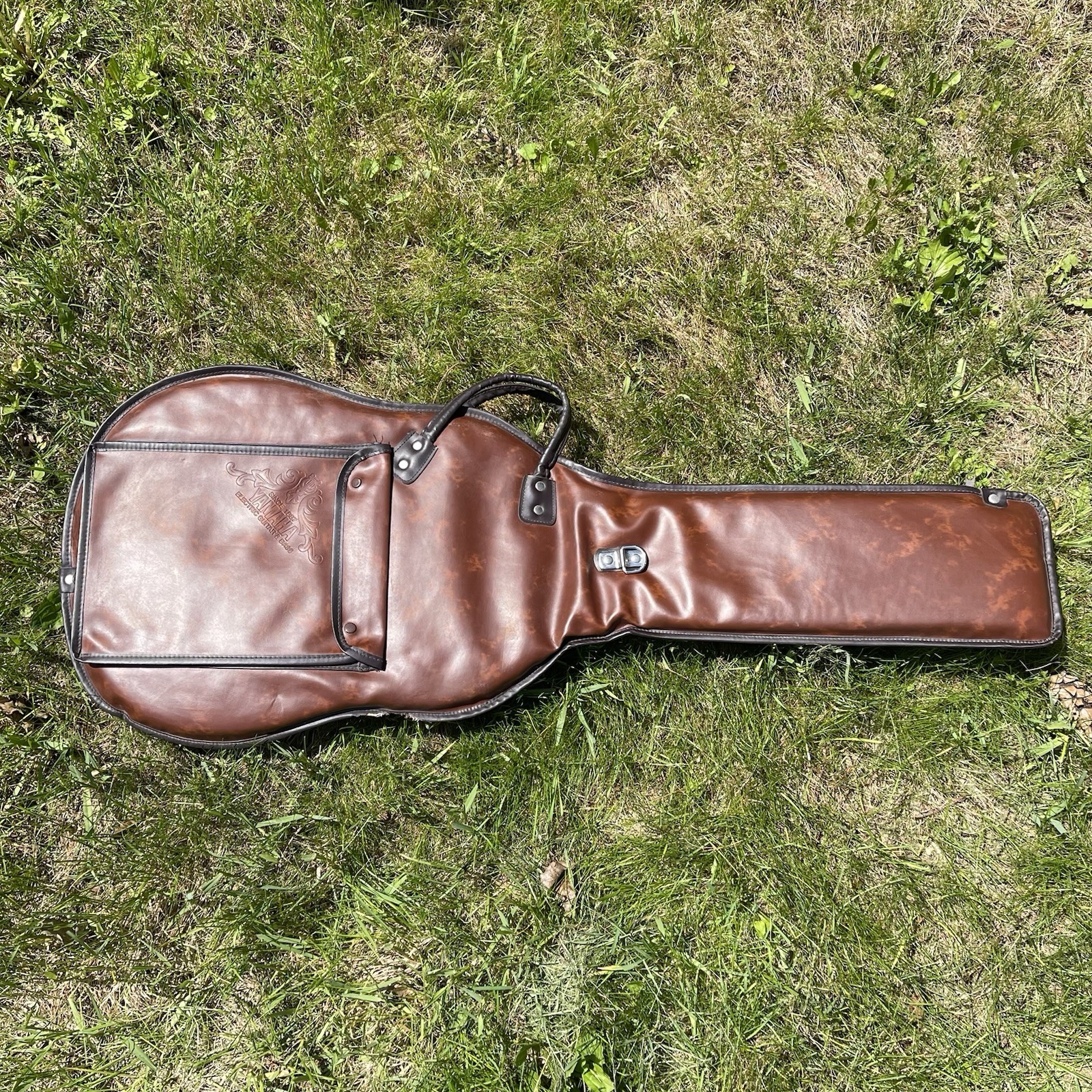 Vintage Yamaha Faux Leather Electric Guitar Travel Bag  /  Soft Case - Brown