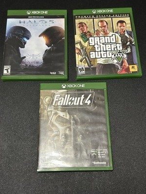 Xbox one (3) Game Lot- Fallout 4, GTA V, Halo 5