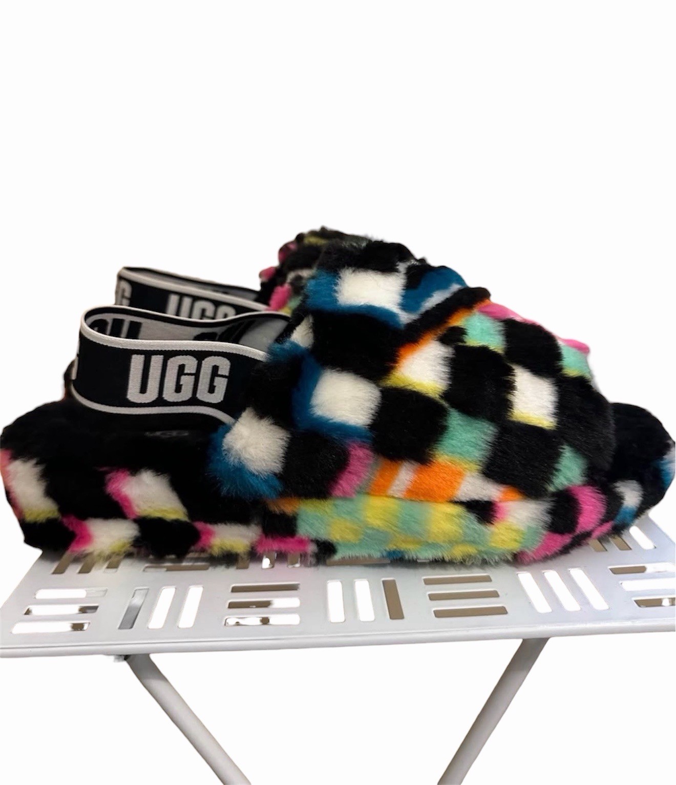 UGG Fluff Yeah Slide Checkerboard Multicolor Slip… - image 4