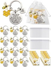 12 Set Bee Keychains w/Cards Inspirational Bee Gifts for Women Honey Theme