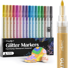 16 Colors Glitter Markers, Glitter Paint Pens Sparkly and Shiny for DIY Card Mak