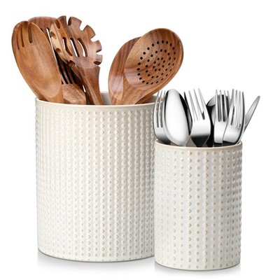 MALACASA LYDIA Ceramic Utensil Holders, 7.3''+5.5'' Kitchen Utensil Crock Set f...